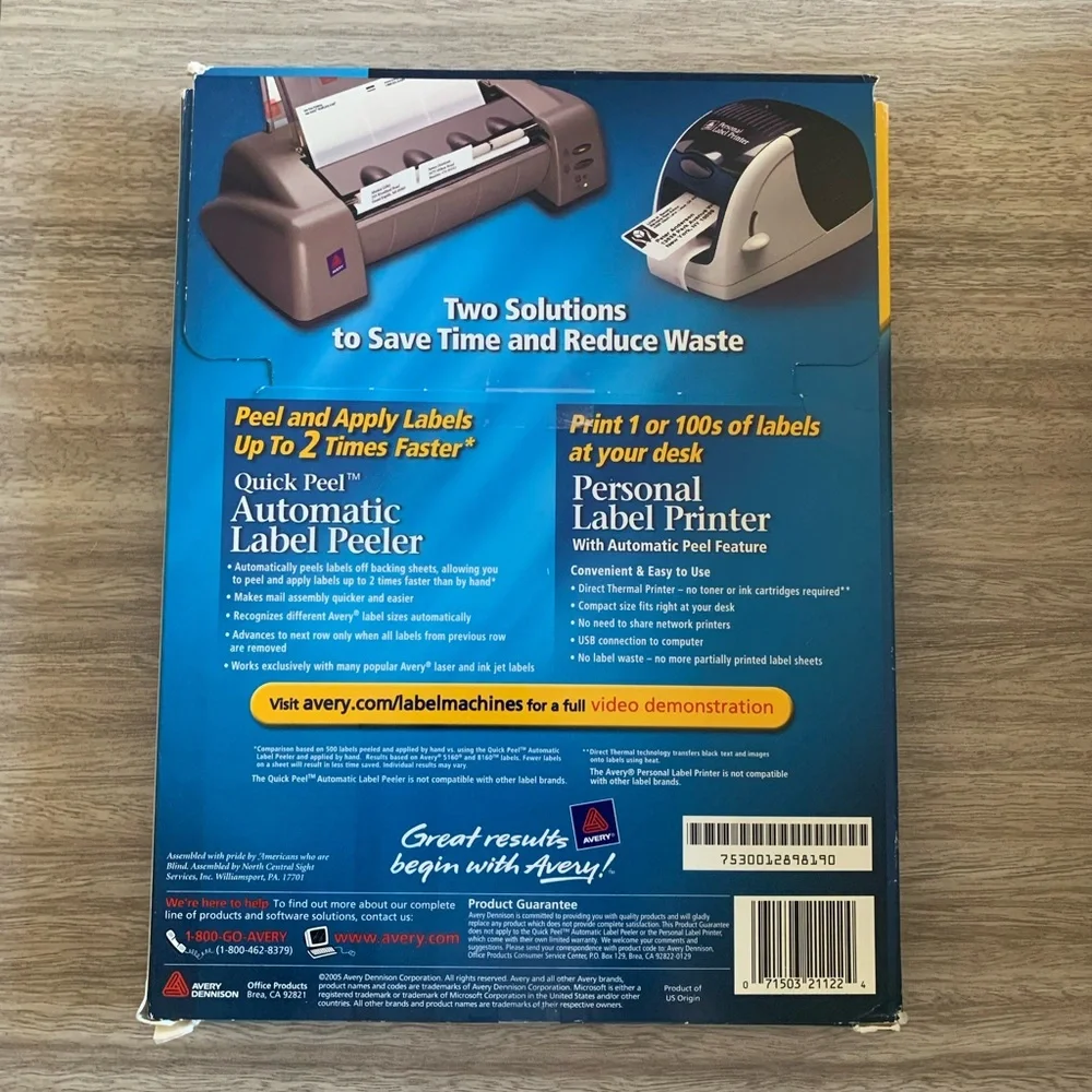 NWT Avery 5161 Laser White Mailing Labels 1” X 4” 2000 Labels
